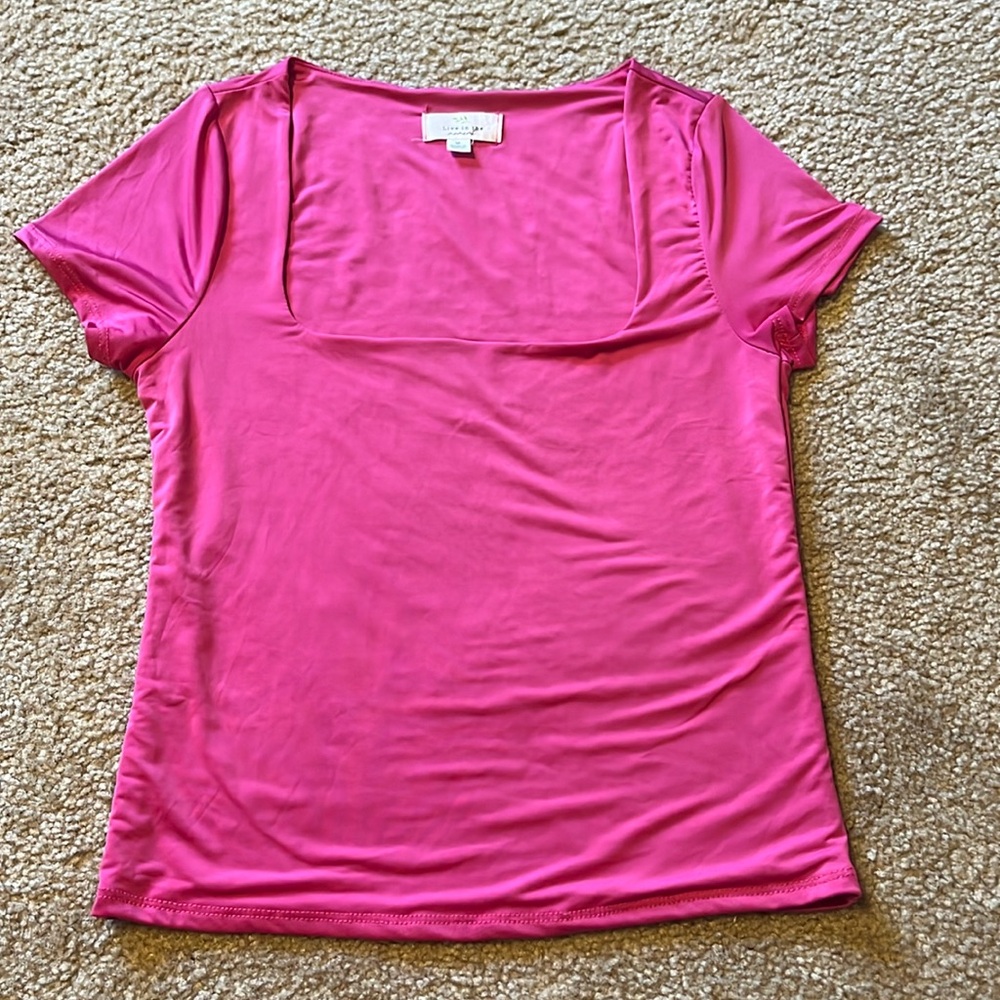 Pink square neck top